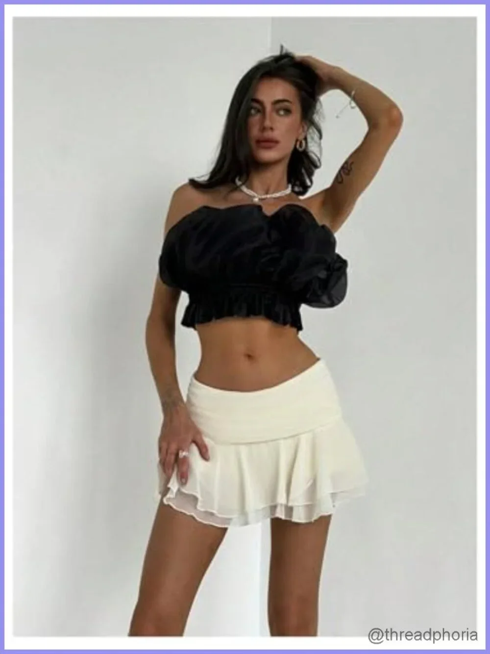 Tiered Layer Ruffle Sheer Flared Mini Skirt Rave Party Going Out